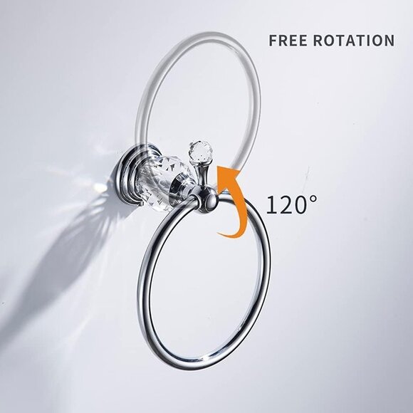 NEW Chrome Towel Ring, Crystal Hand Towel Holder Polished Bath Towel - Picture 6 of 7